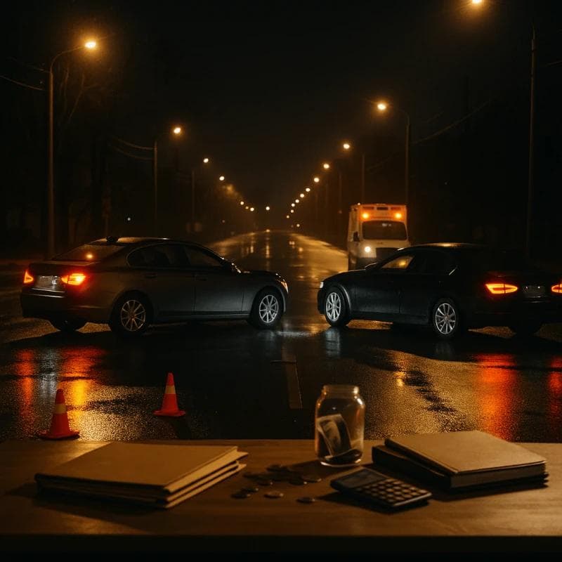 Rideshare accident scene showing settlement funding help for victims