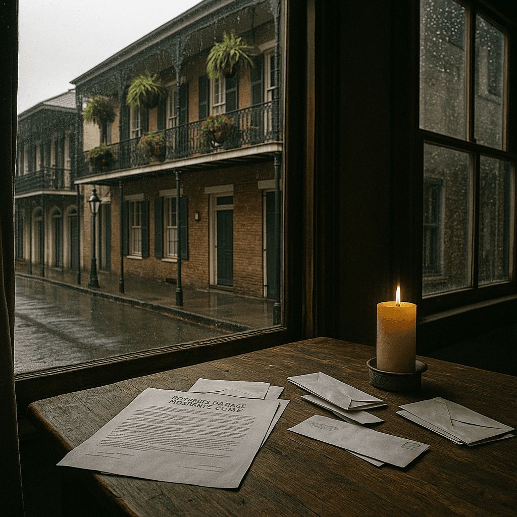 Louisiana pre settlement funding illustration with New Orleans scenery and home financial stress