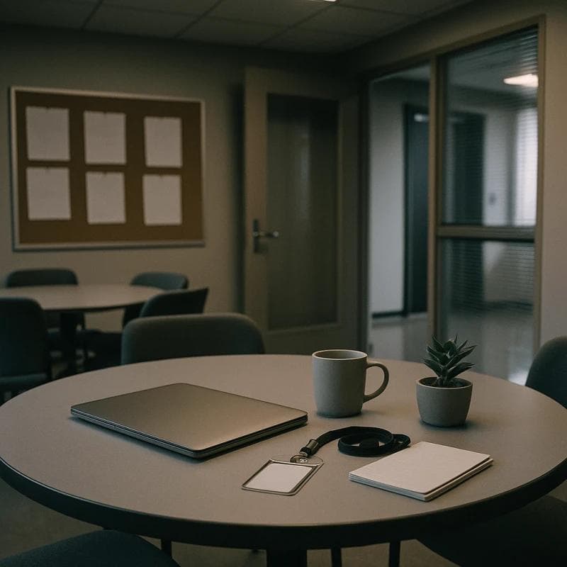 Hostile work environment legal funding office breakroom scene