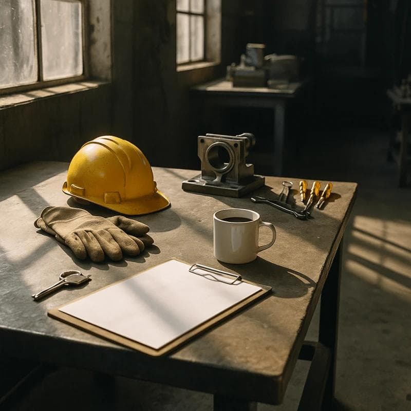 Workers’ Compensation Legal Funding industrial workshop safety gear on bench