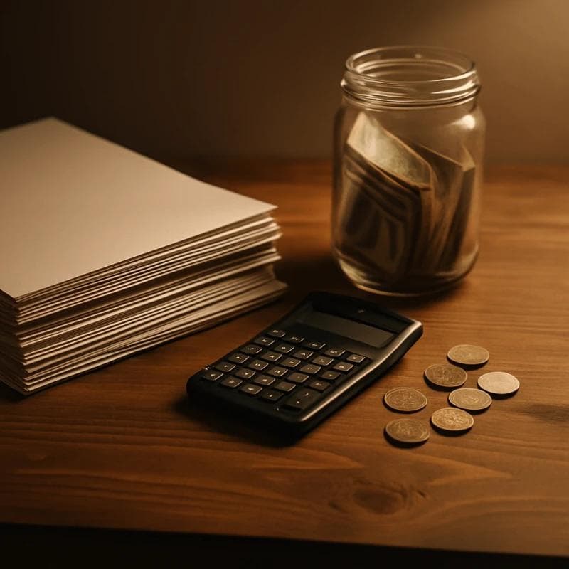 Interest rates and fees in pre-settlement funding illustrated with money and calculator on desk