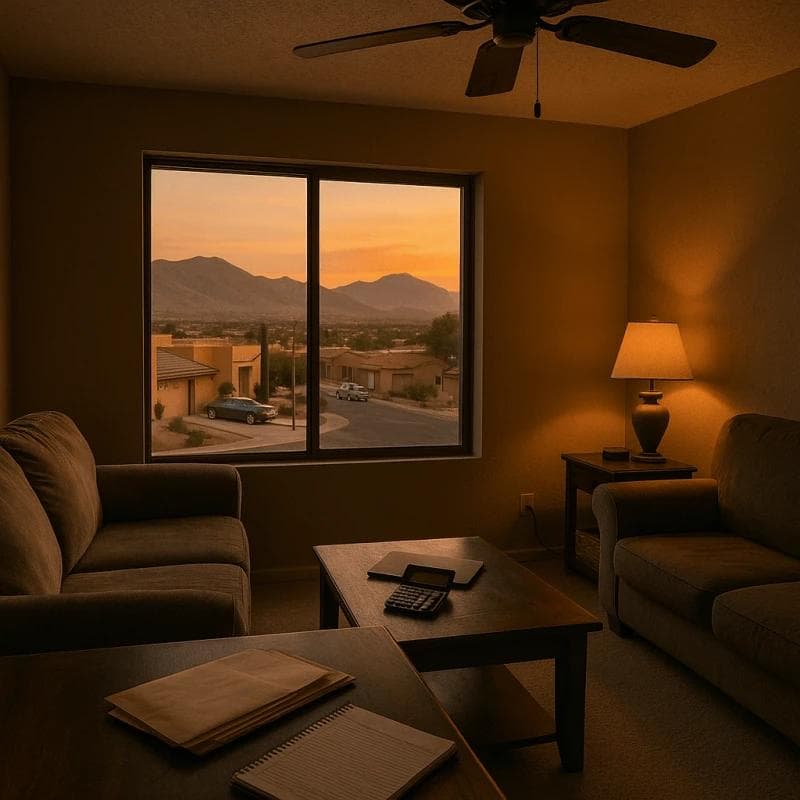 El Paso living room with bills on table symbolizing pre settlement funding in El Paso helping families cover essential costs during injury claims