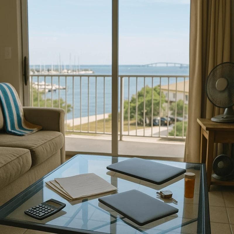 Corpus Christi bayfront apartment interior depicting pre settlement funding in Corpus Christi easing financial strain after an accident claim