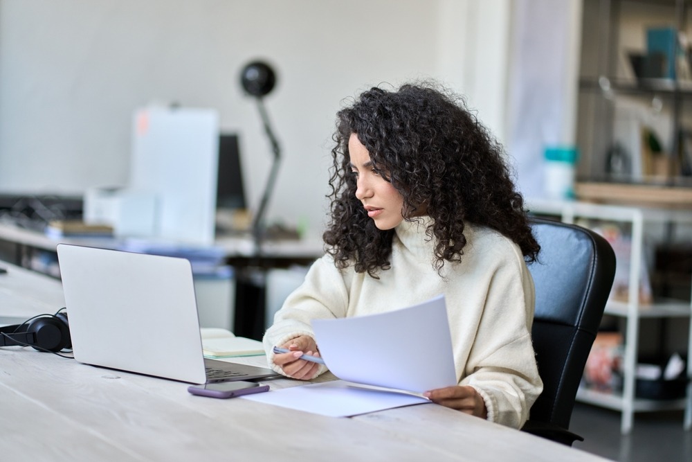 woman reviewing her finances