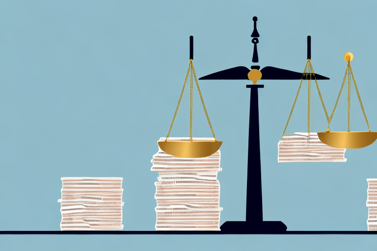 Justice scale with pilled docs representing how legal funding can level litigation