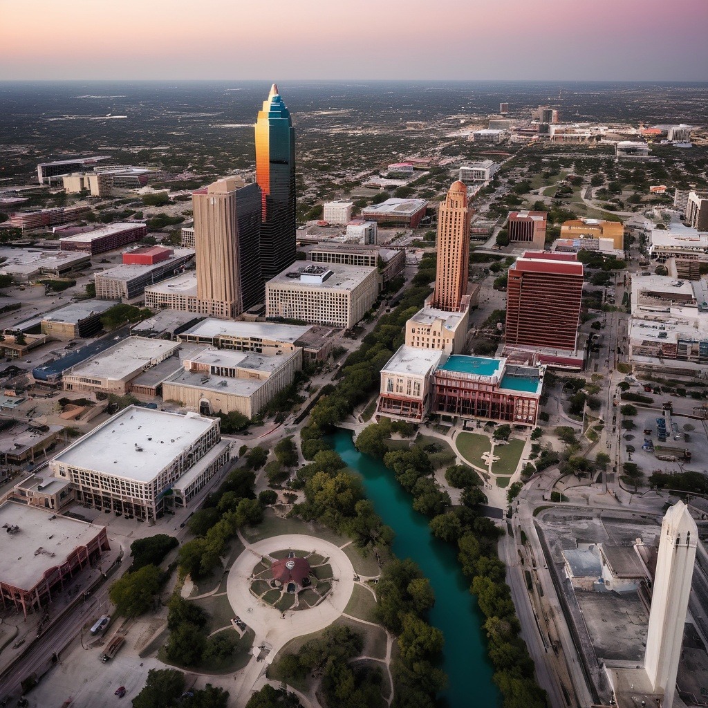 AI-generated image of San Antonio skyline, where legal funding is available